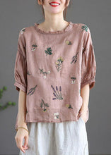 Load image into Gallery viewer, Modern Pink Regular Embroideried Summer Floral Half Sleeve