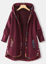 Load image into Gallery viewer, Modern Purple Hooded Print Button Patchwork Thick Coats Fall