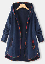 Load image into Gallery viewer, Modern Purple Hooded Print Button Patchwork Thick Coats Fall