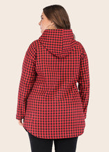 Load image into Gallery viewer, Modern Red Plaid Button Warm Fleece Hooded Coat Long Sleeve