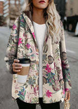 Load image into Gallery viewer, Modern Rose Hooded Print Button Patchwork Warm Fleece Coats Fall