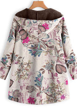 Load image into Gallery viewer, Modern Rose Hooded Print Button Patchwork Warm Fleece Coats Fall