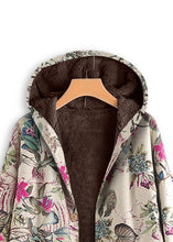 Load image into Gallery viewer, Modern Rose Hooded Print Button Patchwork Warm Fleece Coats Fall