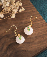 Load image into Gallery viewer, Modern White Jade Cloisonne Enamel Drop Earrings