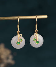 Load image into Gallery viewer, Modern White Jade Cloisonne Enamel Drop Earrings