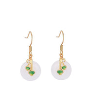 Load image into Gallery viewer, Modern White Jade Cloisonne Enamel Drop Earrings