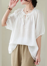 Load image into Gallery viewer, Modern White Lace Up Ruffled Linen Shirts Summer