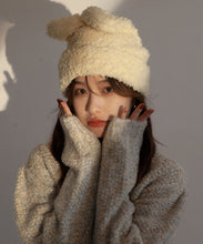 Load image into Gallery viewer, Modern White Rabbit Ears Warm Knit Bonnie Hat