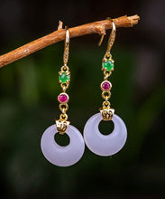 Load image into Gallery viewer, Modern White Sterling Silver Overgild Zircon Jade Drop Earrings