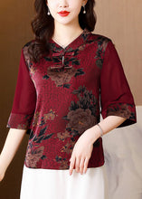 Load image into Gallery viewer, Mulberry Print Silk Shirts Chinese Button Stand Collar Summer