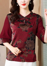 Load image into Gallery viewer, Mulberry Print Silk Shirts Chinese Button Stand Collar Summer