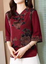 Load image into Gallery viewer, Mulberry Print Silk Shirts Chinese Button Stand Collar Summer