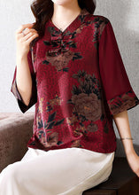 Load image into Gallery viewer, Mulberry Print Silk Shirts Chinese Button Stand Collar Summer