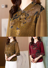 Load image into Gallery viewer, Mulberry Print Silk Shirts Chinese Button Stand Collar Summer