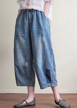 Load image into Gallery viewer, Natural Blue Casual Pockets Hole Harem Fall Denim Pant