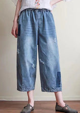 Load image into Gallery viewer, Natural Blue Casual Pockets Hole Harem Fall Denim Pant