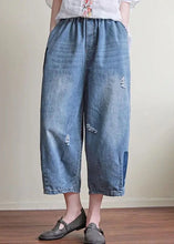 Load image into Gallery viewer, Natural Blue Casual Pockets Hole Harem Fall Denim Pant