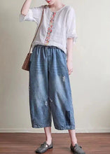 Load image into Gallery viewer, Natural Blue Casual Pockets Hole Harem Fall Denim Pant