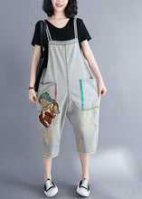 Load image into Gallery viewer, Natural Light Blue Pockets Patchwork Cotton Overalls Jumpsuit Summer