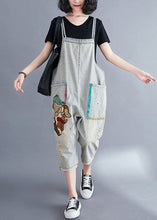 Load image into Gallery viewer, Natural Light Blue Pockets Patchwork Cotton Overalls Jumpsuit Summer