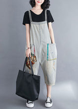 Load image into Gallery viewer, Natural Light Blue Pockets Patchwork Cotton Overalls Jumpsuit Summer