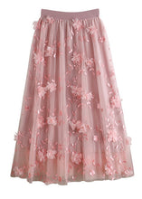 Load image into Gallery viewer, Natural Pink Embroideried Floral tulle Skirts Spring