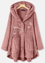 Load image into Gallery viewer, Natural Pink Hooded Embroideried Patchwork Teddy Faux Fur Coats Fall