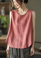 Load image into Gallery viewer, Natural Rubber red Sleeveless Linen Beach Vest Summer