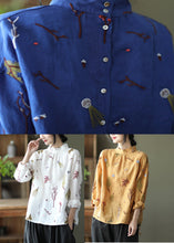 Load image into Gallery viewer, Natural White Print Linen Shirt Long Sleeve