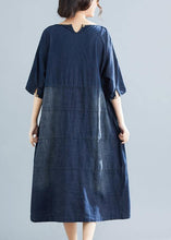 Load image into Gallery viewer, Natural denim blue Cotton outfit 18th Century Catwalk o neck Midi Summer Dresses