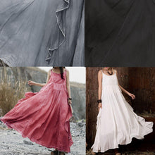 Load image into Gallery viewer, Natural ruffles side linen Robes Wardrobes pink layered Dress summer