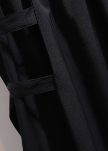 New Black Asymmetrical Pockets Patchwork Cotton Skirts Fall