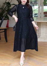 Load image into Gallery viewer, New Black Hollow Out Lace Patchwork Long Dress Long Sleeve