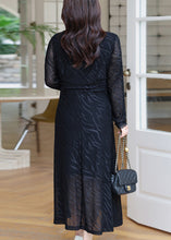 Load image into Gallery viewer, New Black Hollow Out Lace Patchwork Long Dress Long Sleeve