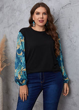 Load image into Gallery viewer, New Black O Neck Print Patchwork False Two Pieces Chiffon Tops Long Sleeve