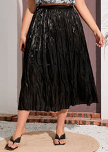 Load image into Gallery viewer, New Black Wrinkled Elastic Waist Patchwork Cotton Skirt Summer