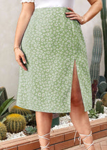 Load image into Gallery viewer, New Green Print Ruffled Patchwork Cotton Skirt Summer