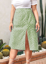 Load image into Gallery viewer, New Green Print Ruffled Patchwork Cotton Skirt Summer