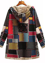 Load image into Gallery viewer, New Plaid Print Hooded Pockets Patchwork Warm Fleece Coats Fall