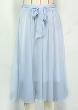 Load image into Gallery viewer, New Sky Blue Lace Up High Waist Patchwork Chiffon Pleated Skirt Summer