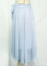 Load image into Gallery viewer, New Sky Blue Lace Up High Waist Patchwork Chiffon Pleated Skirt Summer