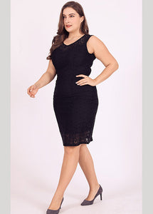 Novelty Mulberry O-Neck Solid Lace Mid Dresses Summer