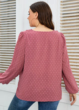Load image into Gallery viewer, Novelty Pink V Neck Lace Patchwork Chiffon Shirt Top Fall