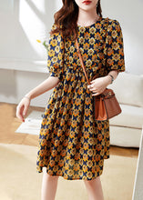 Load image into Gallery viewer, Orange Patchwork Ruffled Long Dress Short Sleeve