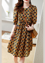 Load image into Gallery viewer, Orange Patchwork Ruffled Long Dress Short Sleeve