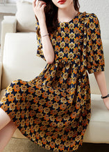 Load image into Gallery viewer, Orange Patchwork Ruffled Long Dress Short Sleeve