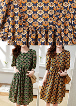 Load image into Gallery viewer, Orange Patchwork Ruffled Long Dress Short Sleeve