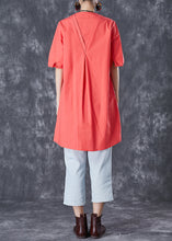 Load image into Gallery viewer, Orange Red Linen Mid Dresses Embroideried Summer