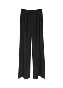 Organic Black Draping Slim Fit Spandex Straight Pants Fall