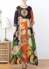 Load image into Gallery viewer, Organic Black Green Print Chiffon Patchwork Summer Dress